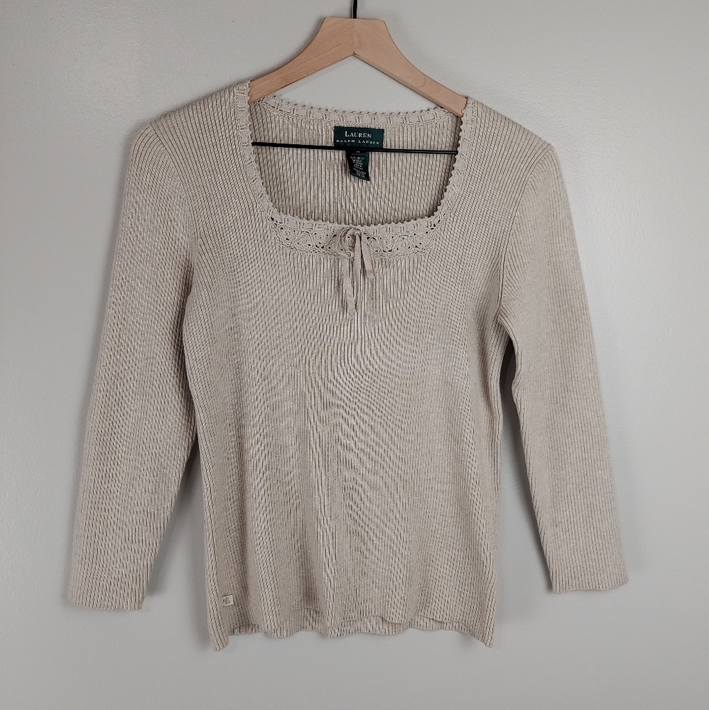 Ralph Lauren Ribbed Neutral Top - Picture 8 of 9